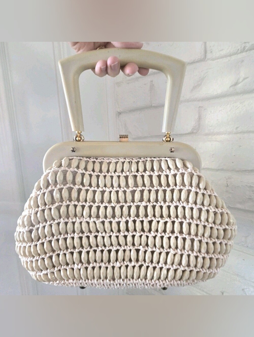 Vtg 1950s Made In ITALY Beaded Clutch Bag By Marcus Brothers